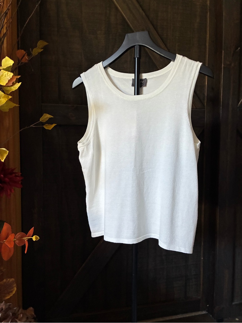 Ninety Ivory Sleeveless Knit Tank Top pit2 pit 20 inches